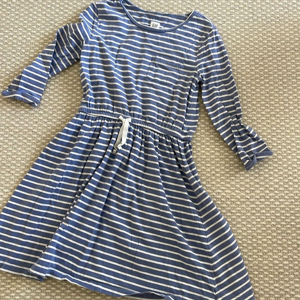New Gap Kids Blue Striped Dress